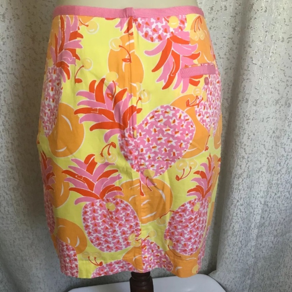 LILLY PULITZER Orange Pineapple Print Cotton Pencil Skirt Size 6